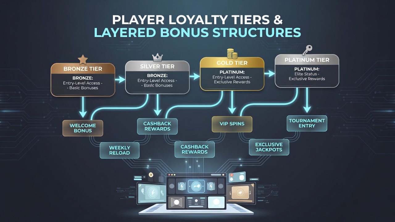Infographic showing layered bonus structures tied to loyalty tier progression